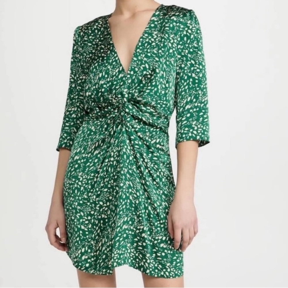 ba&sh Green and White Mini Dress